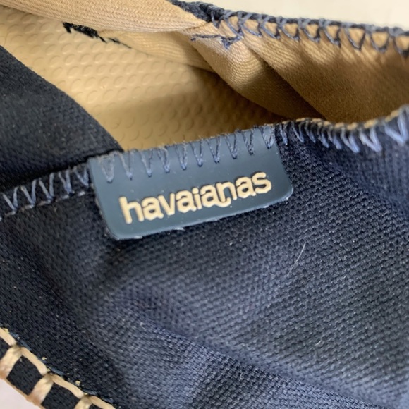 Havaianas Espadrilles Women Shoes 7 Blue Gold Threading Brazil Casual Flat - Picture 2 of 10